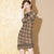 Asymmetric Hem Plaids & Checks Pattern Cheongsam Chinese Dress