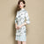 Floral Brocade Retro Knee Length Cheongsam Dress with Tassels