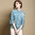 Blusa estilo chino con parte superior de cheongsam de algodón con firma floral