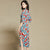 Tea Length Half Sleeve Floral Signature Cotton Cheongsam Chinese Dress