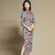 Tea Length Half Sleeve Floral Signature Cotton Cheongsam Chinese Dress