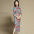 Tea Length Half Sleeve Floral Signature Cotton Cheongsam Chinese Dress