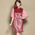 Robe chinoise Cheongsam à manches longues et à rayures