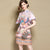 Ruffle Sleeve Phoenix Print Knee Length Chinese Dress