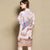 Ruffle Sleeve Phoenix Print Knee Length Chinese Dress