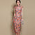 Floral Signature Cotton Cap Sleeve Tea Length Cheongsam Chinese Dress