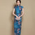 Vestido chino con estampado floral cheongsam largo hasta el té de la firma