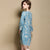 3/4 Sleeve Knee Length Floral Signature Cotton A-line Chinese Dress