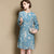 3/4 Ärmel knielanges chinesisches Kleid in A-Linie mit Blumenmuster aus Baumwolle