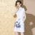 Mandarin Collar Cranes Pattern Knee-length Cheongsam Chinese Dress
