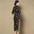 3/4 Sleeve Tea Length Traditional Floral Cheongsam Chinese Dress