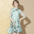 Real Silk 2-layers A-line Cheongsam Floral Chinese Dress