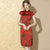 Vestido chino cheongsam floral tradicional hasta la rodilla manga casquillo
