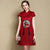 Floral Embroidery Organza Cheongsam Dress with Tassels