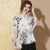 Camicetta floreale in stile cinese con top in cheongsam con maniche alla coreana