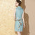 Sleeveless Real Silk 2-layers A-line Cheongsam Floral Chinese Dress