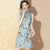 Sleeveless Real Silk 2-layers A-line Cheongsam Floral Chinese Dress