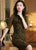 Puff Sleeve Floral Flocking Retro Cheongsam Shanghai Style Chinese Dress