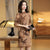 Puff Sleeve Floral Flocking Retro Cheongsam Shanghai Style Chinese Dress