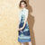 Halbarm-Kranich-Muster knielanges chinesisches Retro-Kleid