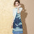 Halbarm-Kranich-Muster knielanges chinesisches Retro-Kleid