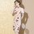 Mandarin Collar Knee Length Puff Sleeve Floral Cheongsam Chinese Dress