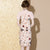 Mandarin Collar Knee Length Puff Sleeve Floral Cheongsam Chinese Dress