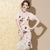 Mandarin Collar Knee Length Puff Sleeve Floral Cheongsam Chinese Dress