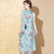 Sleeveless Floral Embroidery Real Silk Cheongsam Chinese Dress