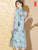 Robe chinoise sans manches à broderie florale en soie véritable Cheongsam