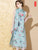 Sleeveless Floral Embroidery Real Silk Cheongsam Chinese Dress