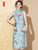 Sleeveless Floral Embroidery Real Silk Cheongsam Chinese Dress