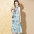 Sleeveless Floral Embroidery Real Silk Cheongsam Chinese Dress