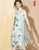 Floral Embroidery Real Silk Tea Length Cheongsam Chinese Dress