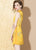 Mini robe chinoise sexy sans manches en brocart Cheongsam