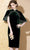Vestido de madre de estilo chino Cheongsam de terciopelo con manga con volantes hasta la rodilla