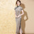 Cap Sleeve Polka Dots Pattern Retro Cheongsam Silk Chinese Dress