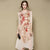 Round Neck Half Sleeve Floral Real Silk Chinese Dress