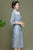 Abito a tubino stile cinese con ricami floreali con collo illusione cheongsam