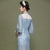 Vestido de tubo estilo chino con cuello de ilusión bordado floral Cheongsam superior