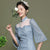 Abito a tubino stile cinese con ricami floreali con collo illusione cheongsam