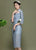 Abito a tubino stile cinese con ricami floreali con collo illusione cheongsam