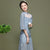Abito a tubino stile cinese con ricami floreali con collo illusione cheongsam
