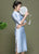 Robe crayon de style chinois traditionnel Cheongsam bord de broderie florale