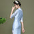 Floral Embroidery Edge Traditional Cheongsam Chinese Style Pencil Dress