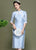 Robe crayon de style chinois traditionnel Cheongsam bord de broderie florale