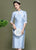 Floral Embroidery Edge Traditional Cheongsam Chinese Style Pencil Dress