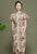 Modernes Cheongsam im chinesischen Stil Samt-Bleistift-Kleid mit Rüschenärmeln