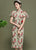 Modernes Cheongsam im chinesischen Stil Samt-Bleistift-Kleid mit Rüschenärmeln