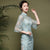Vestido de tubo estilo chino cheongsam moderno con cuello y mangas ilusión